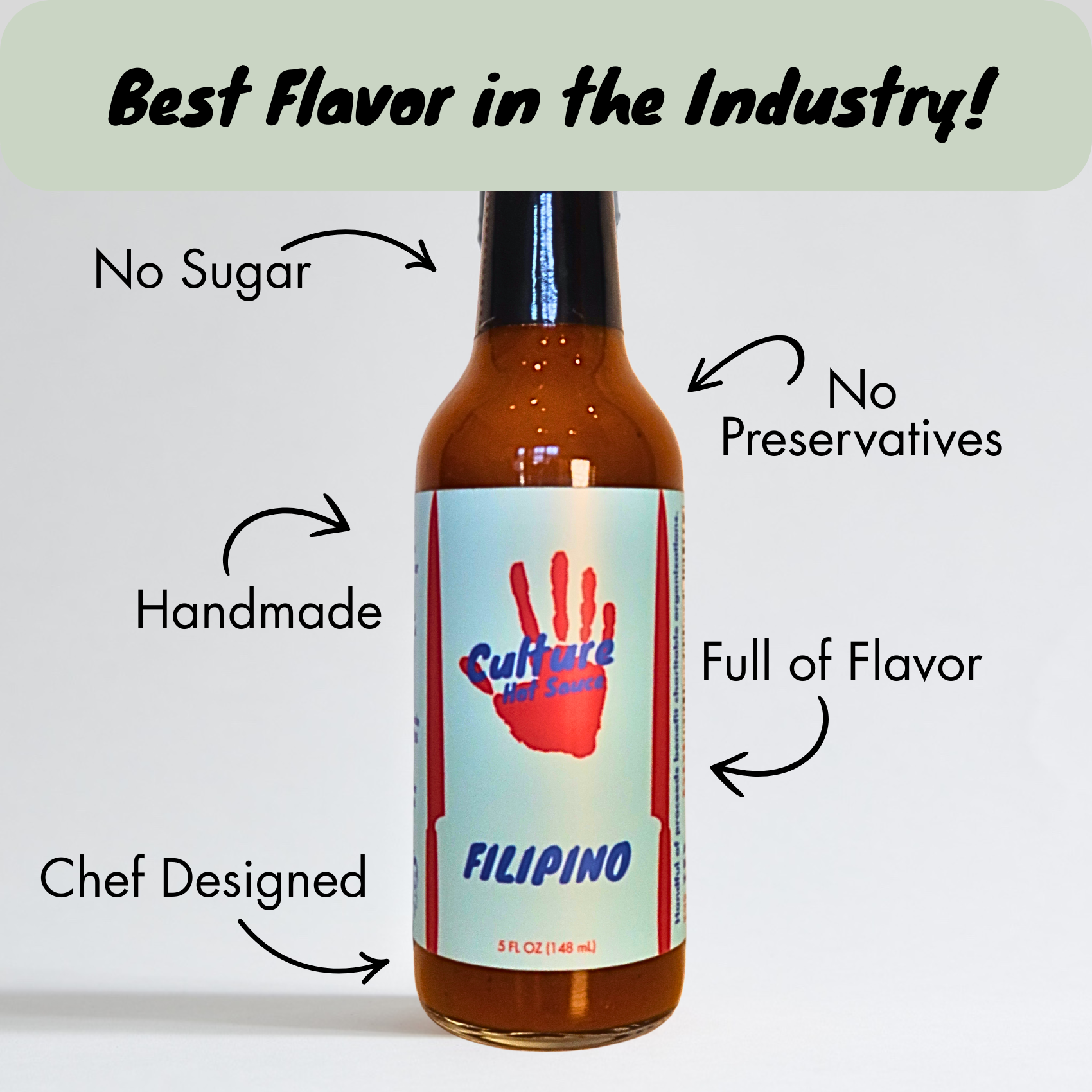 Experience a Filipino-inspired burst of flavor with this Adobo-inspired hot sauce. Crafted to be both authentic and versatile, this sauce is tangy, sweet, savory, and deeply flavorful. Made with cane vinegar, soy sauce, bay leaves, black pepper, onion, and garlic, it captures the essence of Filipino adobo while complementing a variety of dishes.