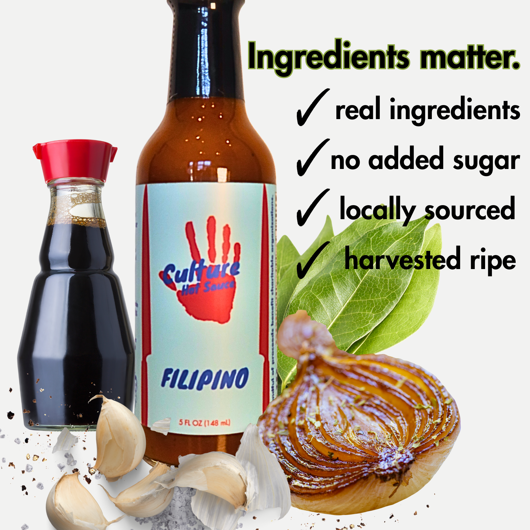 Experience a Filipino-inspired burst of flavor with this Adobo-inspired hot sauce. Crafted to be both authentic and versatile, this sauce is tangy, sweet, savory, and deeply flavorful. Made with cane vinegar, soy sauce, bay leaves, black pepper, onion, and garlic, it captures the essence of Filipino adobo while complementing a variety of dishes.