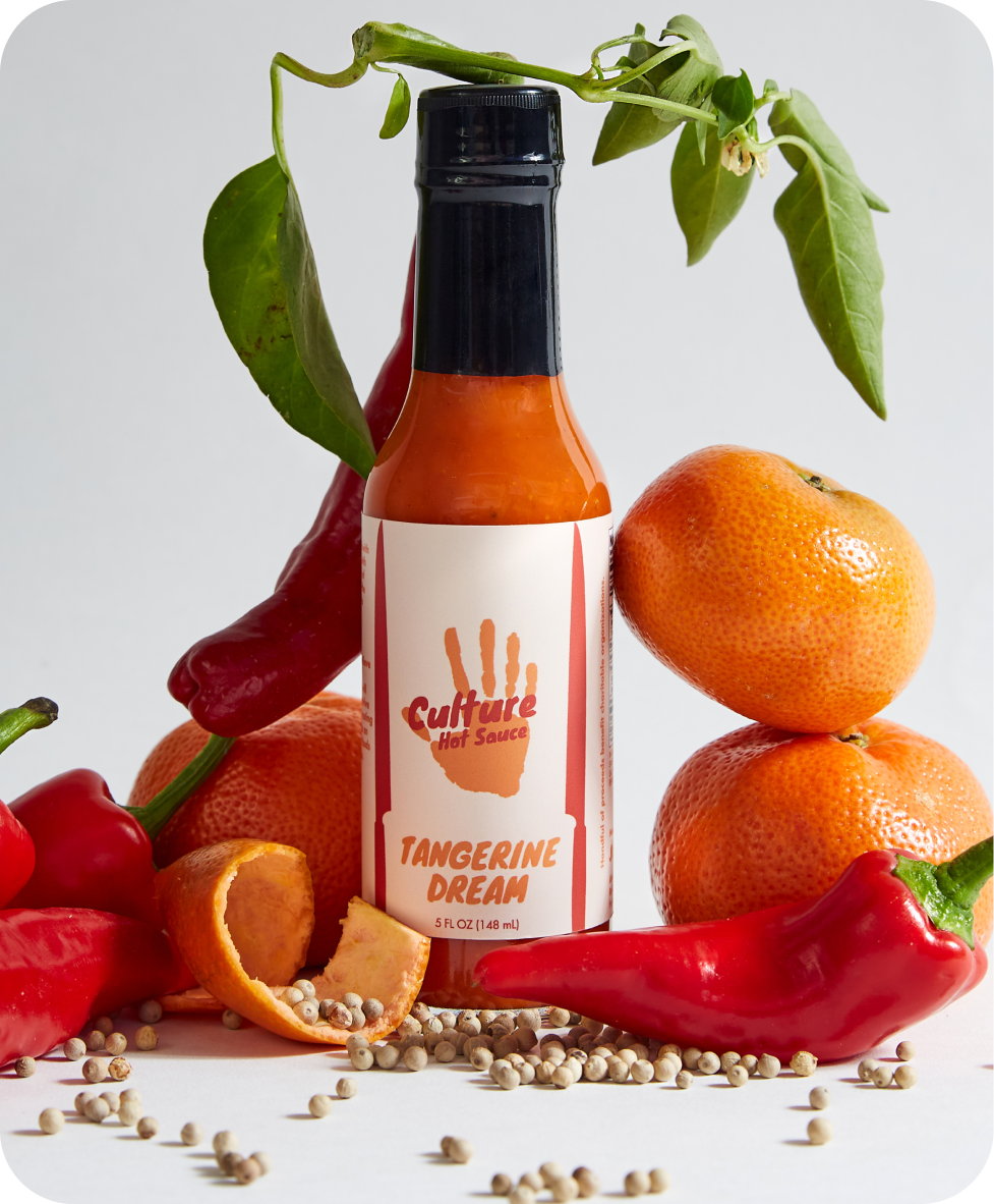 tangerine dream bottle with basil tangerine and chilli