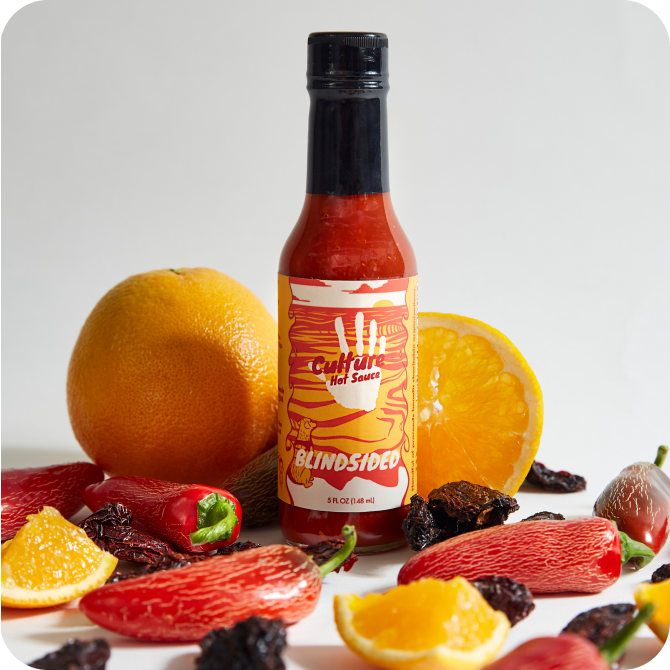 blindsided hot sauce with oranges and chilli