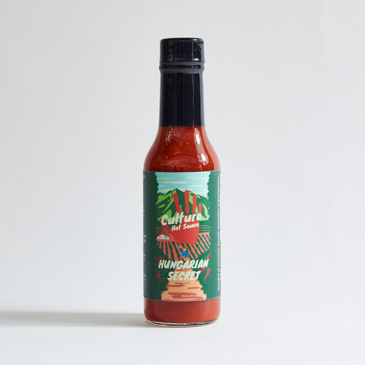 Hungarian secret hot sauce, sweet pepper, red Fresno, the best Hungarian paprika, lemon and herbs, a best selling hot sauce