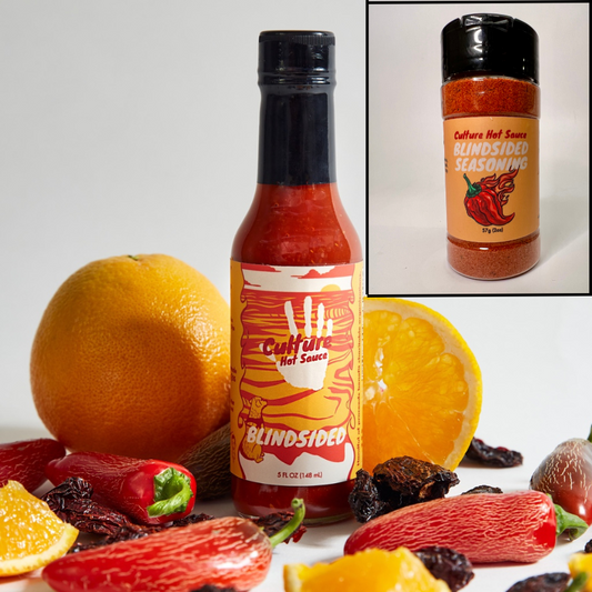 blindsided hot sauce, chipotle, orange, Carolina reaper, jalapeño, cultures hottest, very flavorful